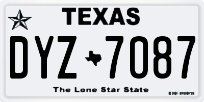 TX license plate DYZ7087