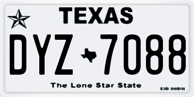 TX license plate DYZ7088