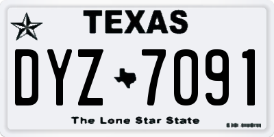 TX license plate DYZ7091