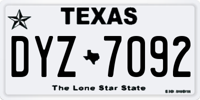 TX license plate DYZ7092