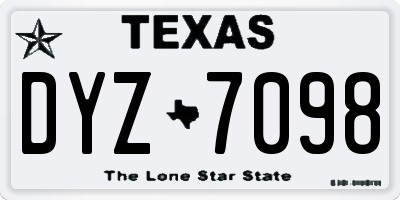 TX license plate DYZ7098