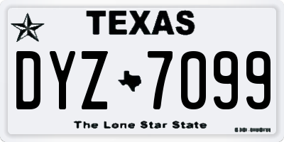 TX license plate DYZ7099