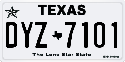 TX license plate DYZ7101