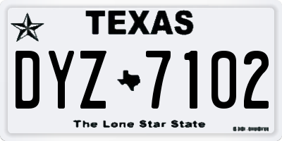 TX license plate DYZ7102
