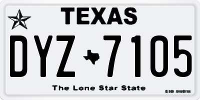 TX license plate DYZ7105