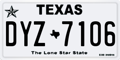 TX license plate DYZ7106