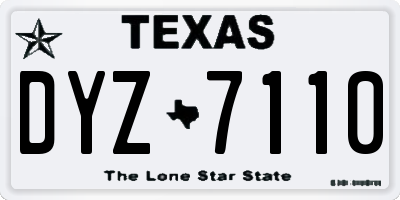 TX license plate DYZ7110