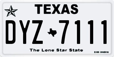 TX license plate DYZ7111