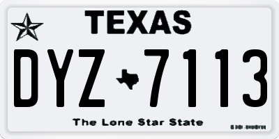 TX license plate DYZ7113