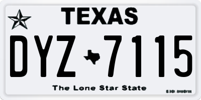 TX license plate DYZ7115