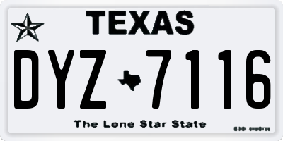 TX license plate DYZ7116