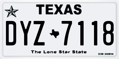 TX license plate DYZ7118