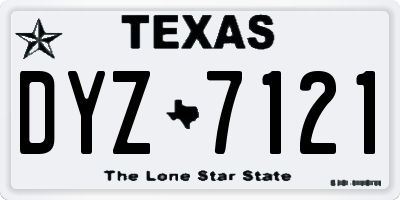 TX license plate DYZ7121