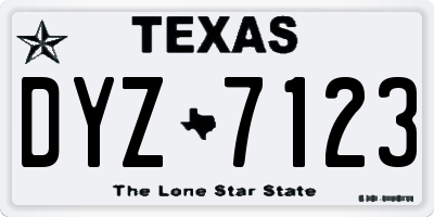 TX license plate DYZ7123