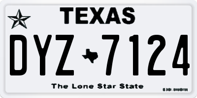 TX license plate DYZ7124