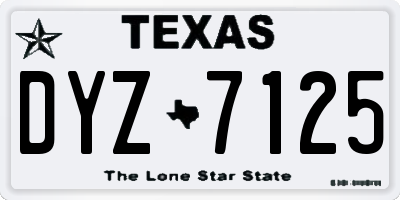 TX license plate DYZ7125