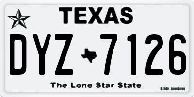 TX license plate DYZ7126