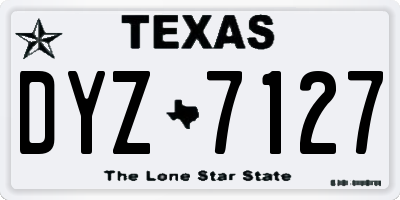 TX license plate DYZ7127
