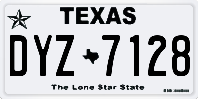 TX license plate DYZ7128