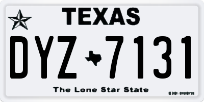 TX license plate DYZ7131