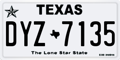 TX license plate DYZ7135