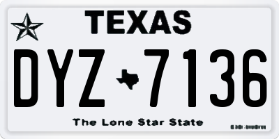 TX license plate DYZ7136