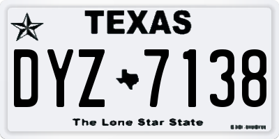 TX license plate DYZ7138