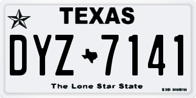 TX license plate DYZ7141