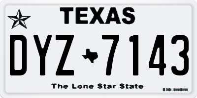 TX license plate DYZ7143