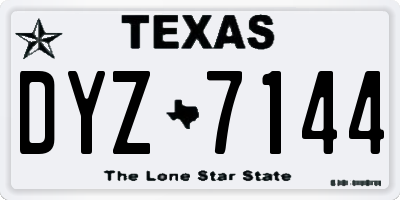 TX license plate DYZ7144