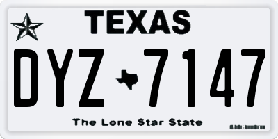 TX license plate DYZ7147