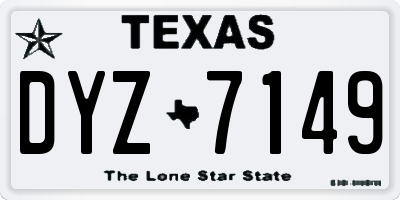 TX license plate DYZ7149
