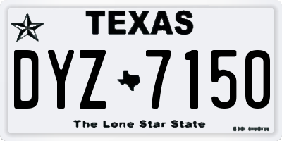 TX license plate DYZ7150