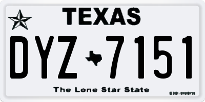 TX license plate DYZ7151