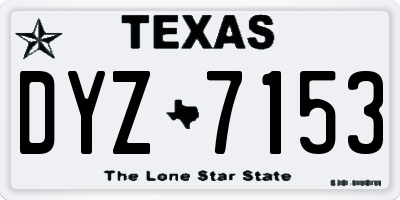 TX license plate DYZ7153