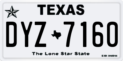 TX license plate DYZ7160