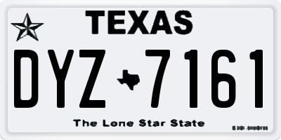 TX license plate DYZ7161