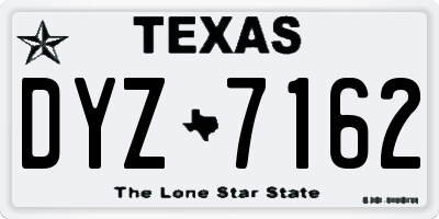 TX license plate DYZ7162