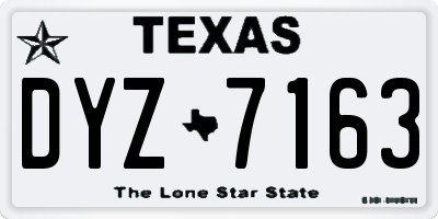 TX license plate DYZ7163