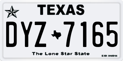 TX license plate DYZ7165