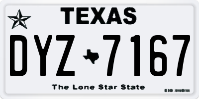 TX license plate DYZ7167