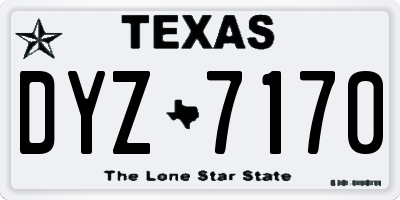 TX license plate DYZ7170