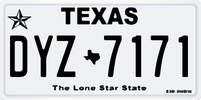 TX license plate DYZ7171