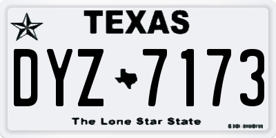 TX license plate DYZ7173