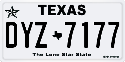 TX license plate DYZ7177