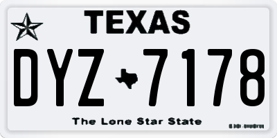 TX license plate DYZ7178