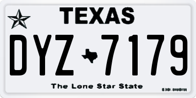 TX license plate DYZ7179