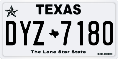 TX license plate DYZ7180