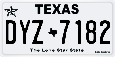 TX license plate DYZ7182
