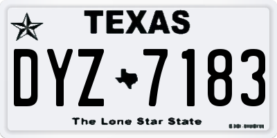 TX license plate DYZ7183